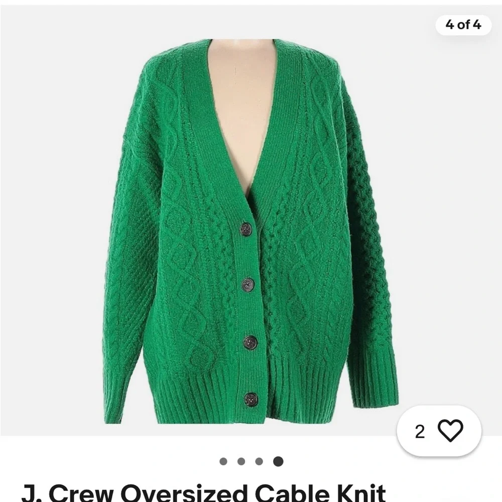 mohair size xs ( fits like a) J. Crew Emerald Cable Knit Cardigan - Picture 2 of 2
